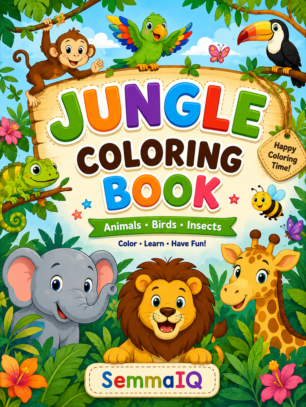 Jungle Coloring Book – Animals, Birds & Insects